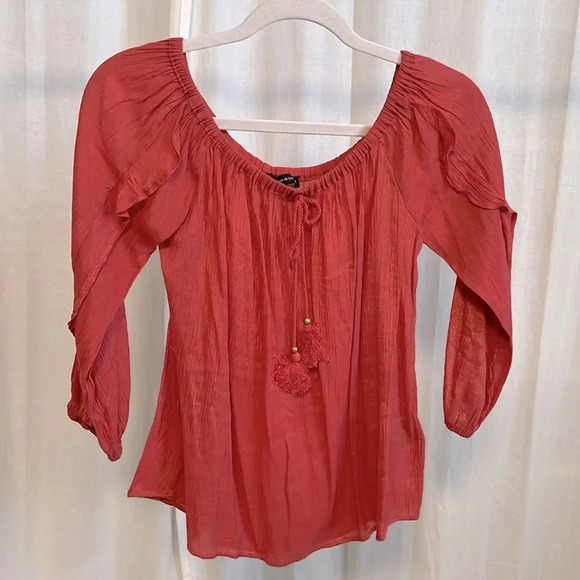 HARVE BERNARD NWOT Off The Shoulder Top Frill Sleeve, Size M - Picture 4 of 11